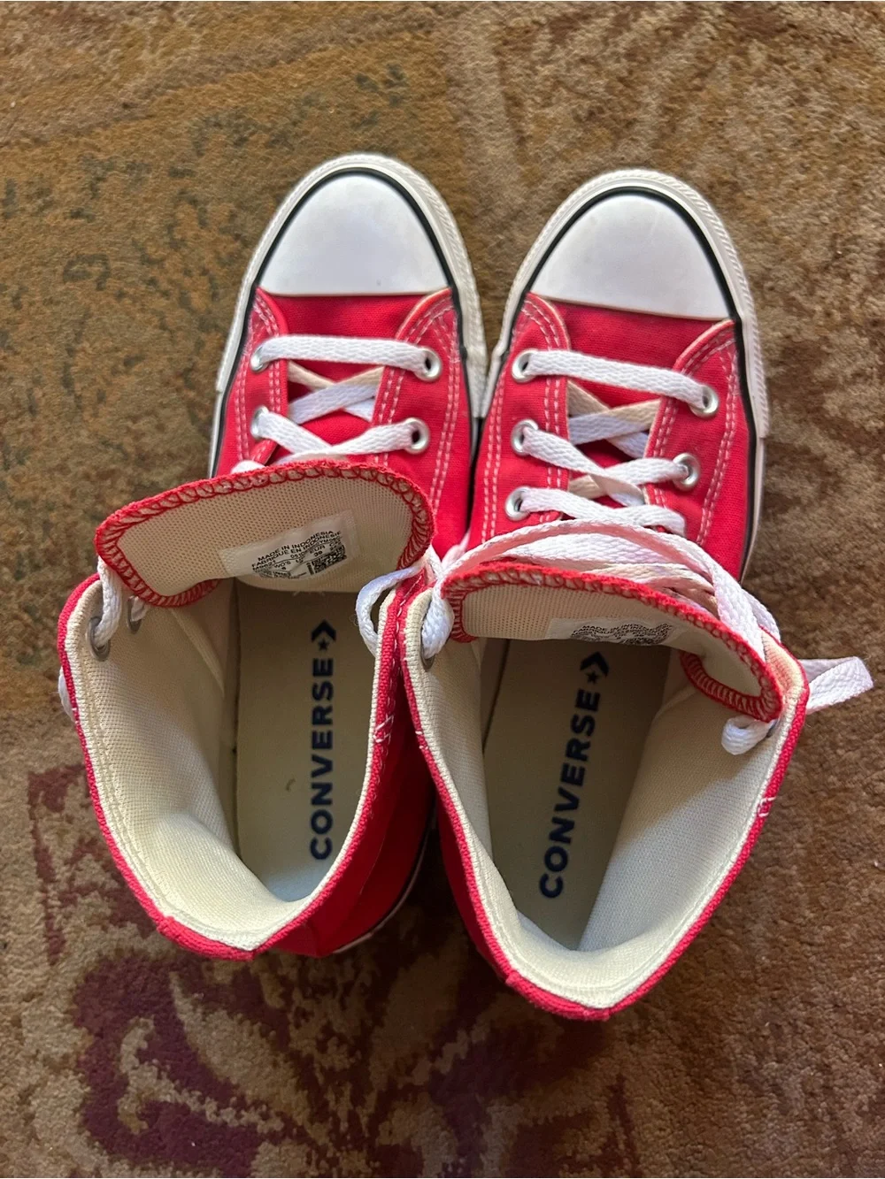Converse Red Canvas High-Top Sneakers with White Accents - Picture 6 of 8